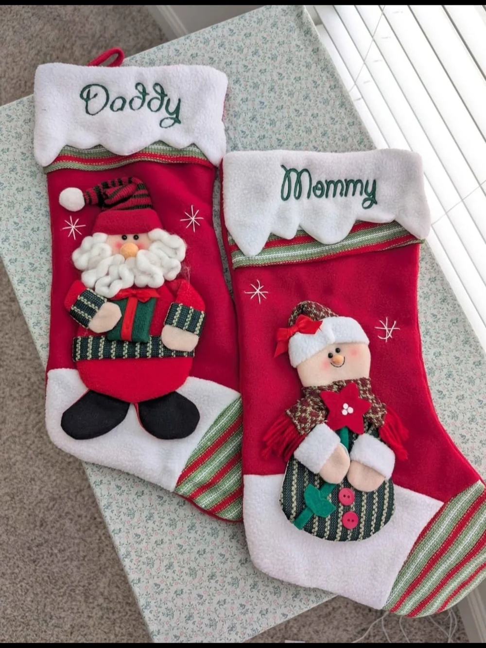 Daddy And Mommy Embroidered Christmas Stockings